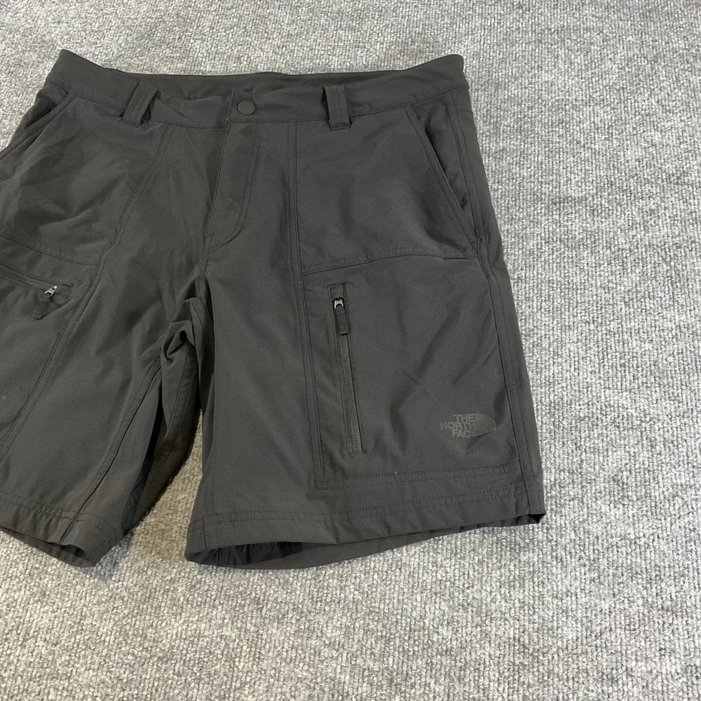 The North Face Mens Hiking Shorts 34 Black Stretch ZipPocket Outdoor Performance